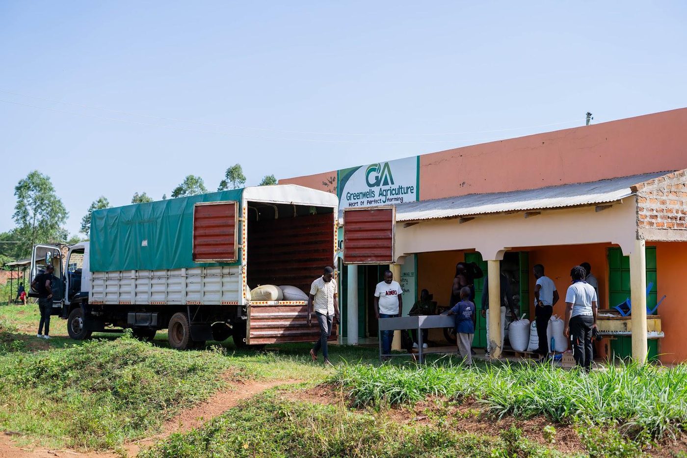 Operations at a Kenyan agribusiness loading bags onto a truck
